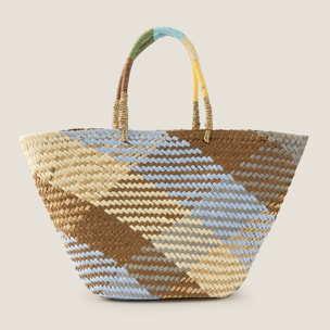 Capazo de playa en mimbre colores Zenda color amarillo