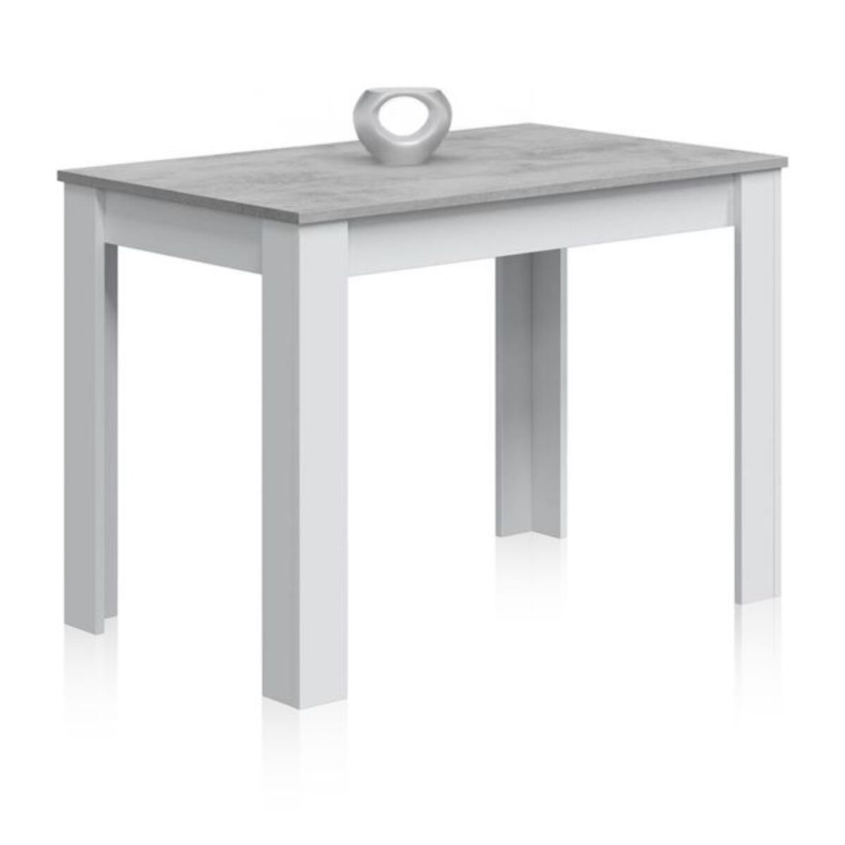 Mesa de comedor Dina Blanco Artik (Blanco Mate) - Gris Cemento