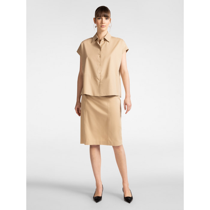 Elena Mirò - Falda recta de color liso - Beige