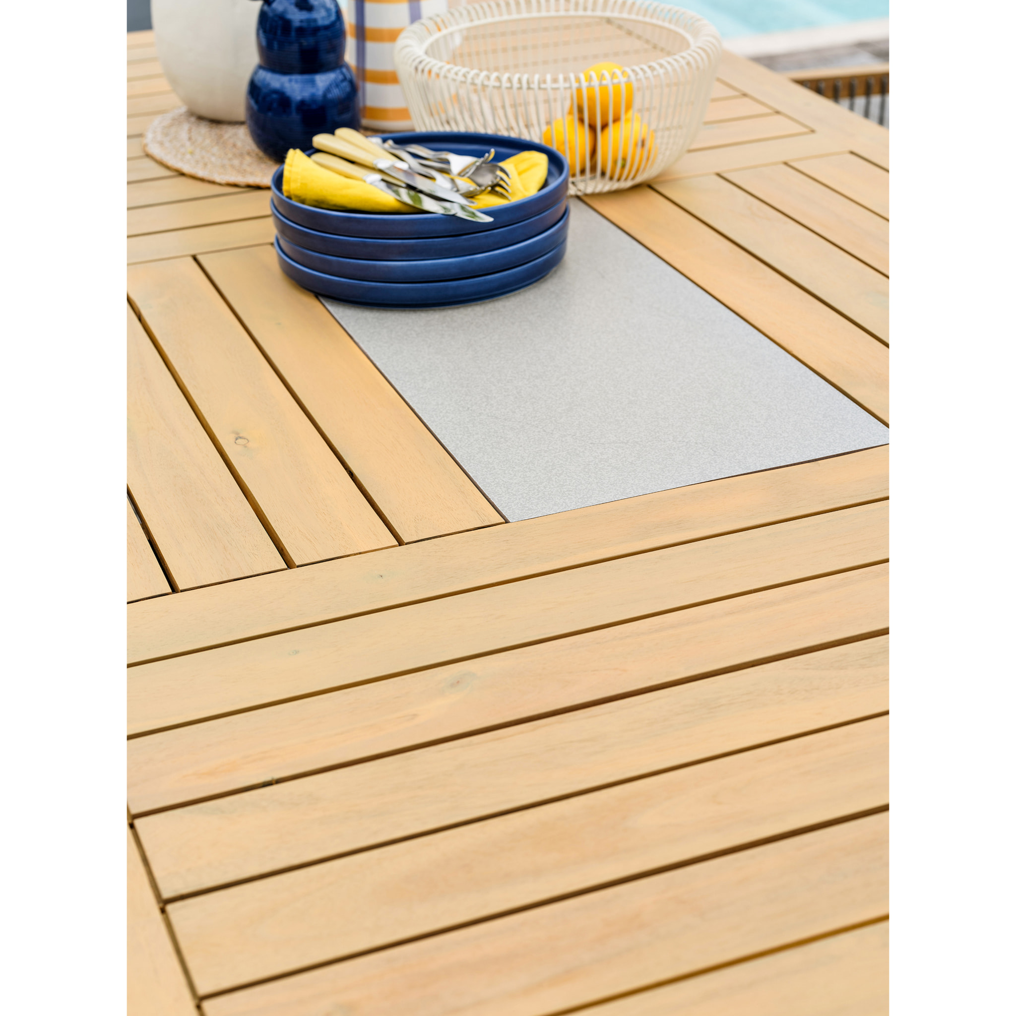 SULLANA - Ensemble repas de jardin 8 places en bois d'acacia