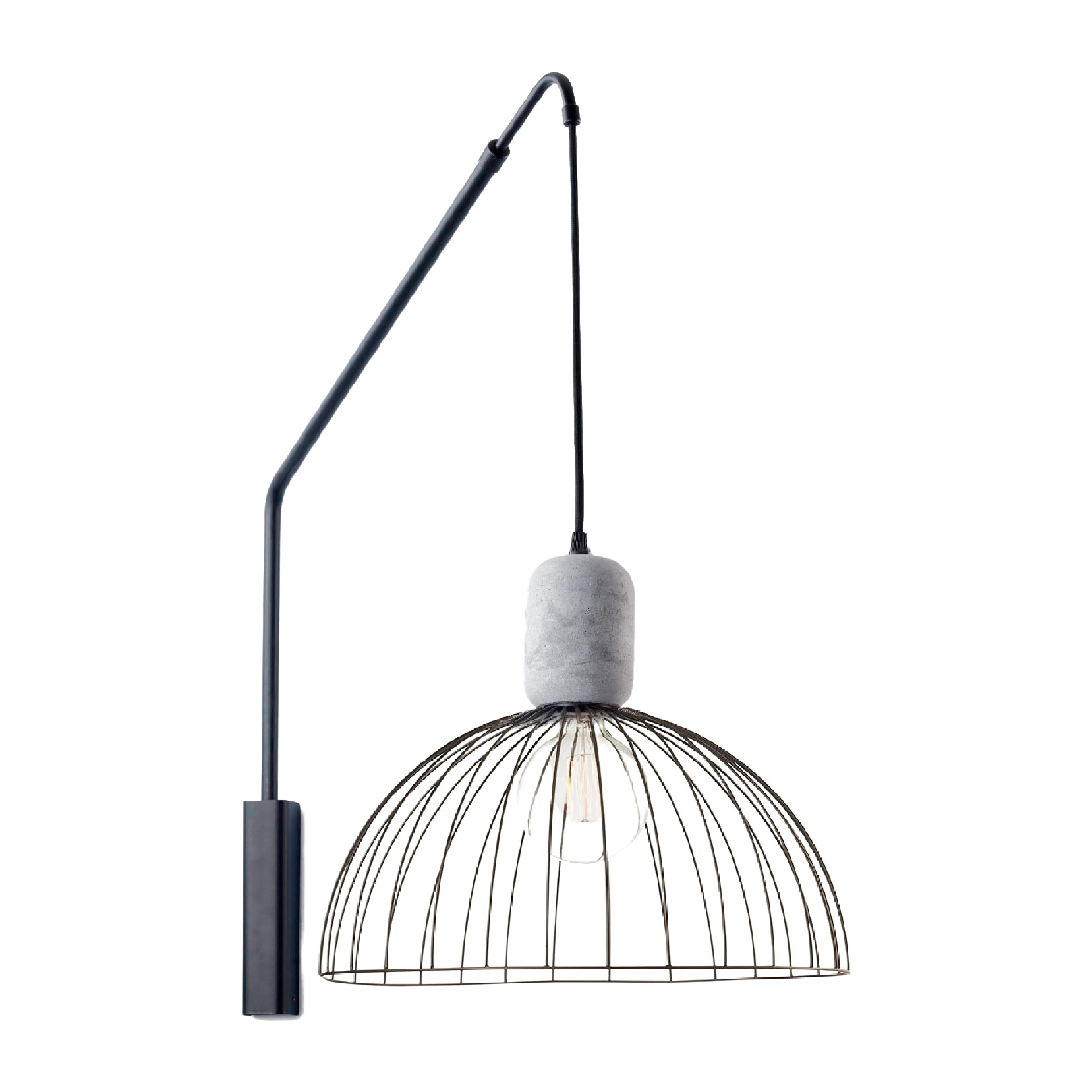 LEDS C4 Contrast - Aplique de Pared con Lámpara Colgante Ø487mm E27 Cemento y Acero Negro