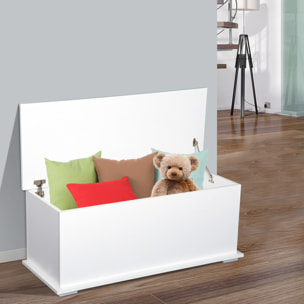 Coffre malle de rangement coffre à jouets dim. 100L x 40l x 40H cm panneaux particules blanc