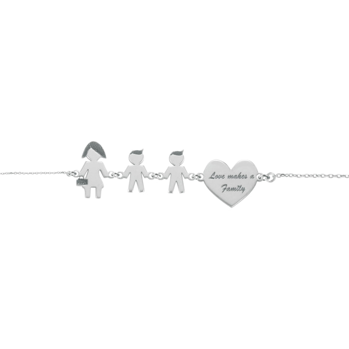 Bracciale Love Makes a Family Mamma-Bimbo-Bimbo-Cuore Argento