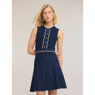Motivi - Vestito flare in maglia fine plissé - Blu