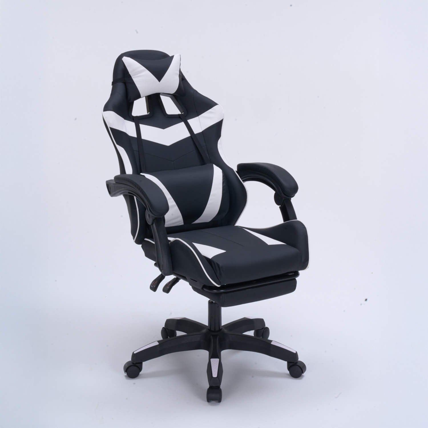 Chaise gaming de bureau ergonomique inclinable noir et blanc JOAO