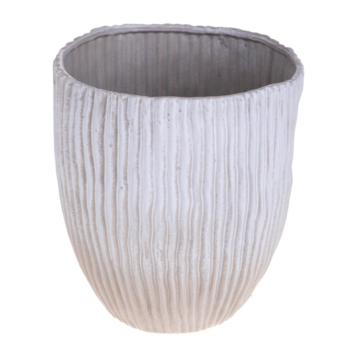 Vaso Rigato - Pezzi 1 - Colore: Beige Bicolore - 29xH31,5x27cm - Bianchi Dino -