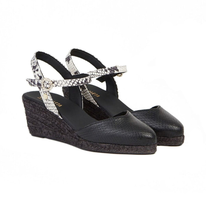 Sandalias de Cuña para Mujer - LA VALETA DIANA Negro