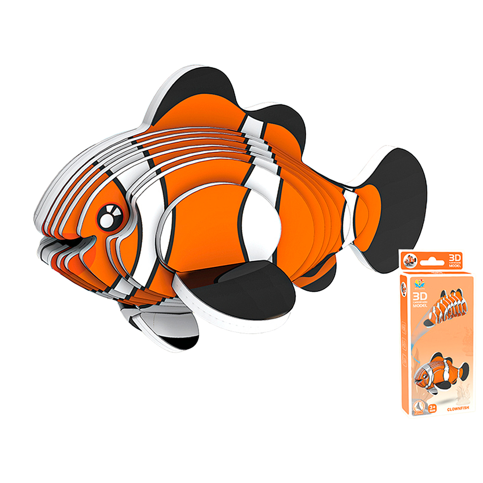 Puzle 3D de cartón con relieve. Diseño de Pez Payaso.