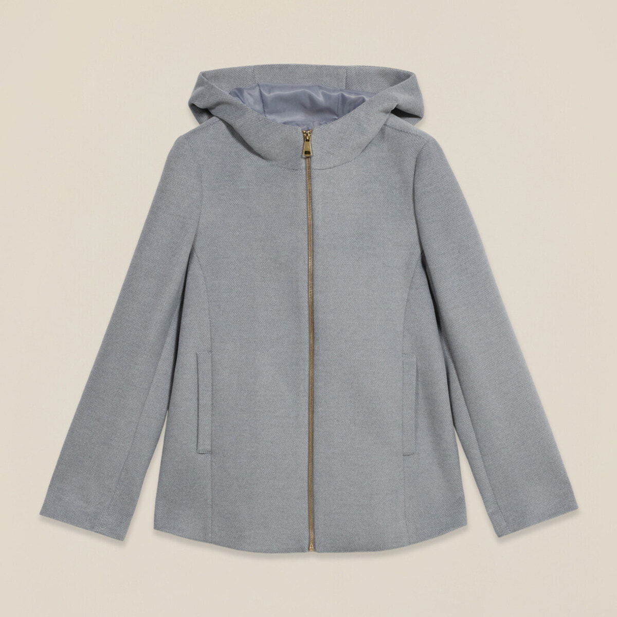 Oltre - Cappotto corto con cappuccio e zip - Grigio