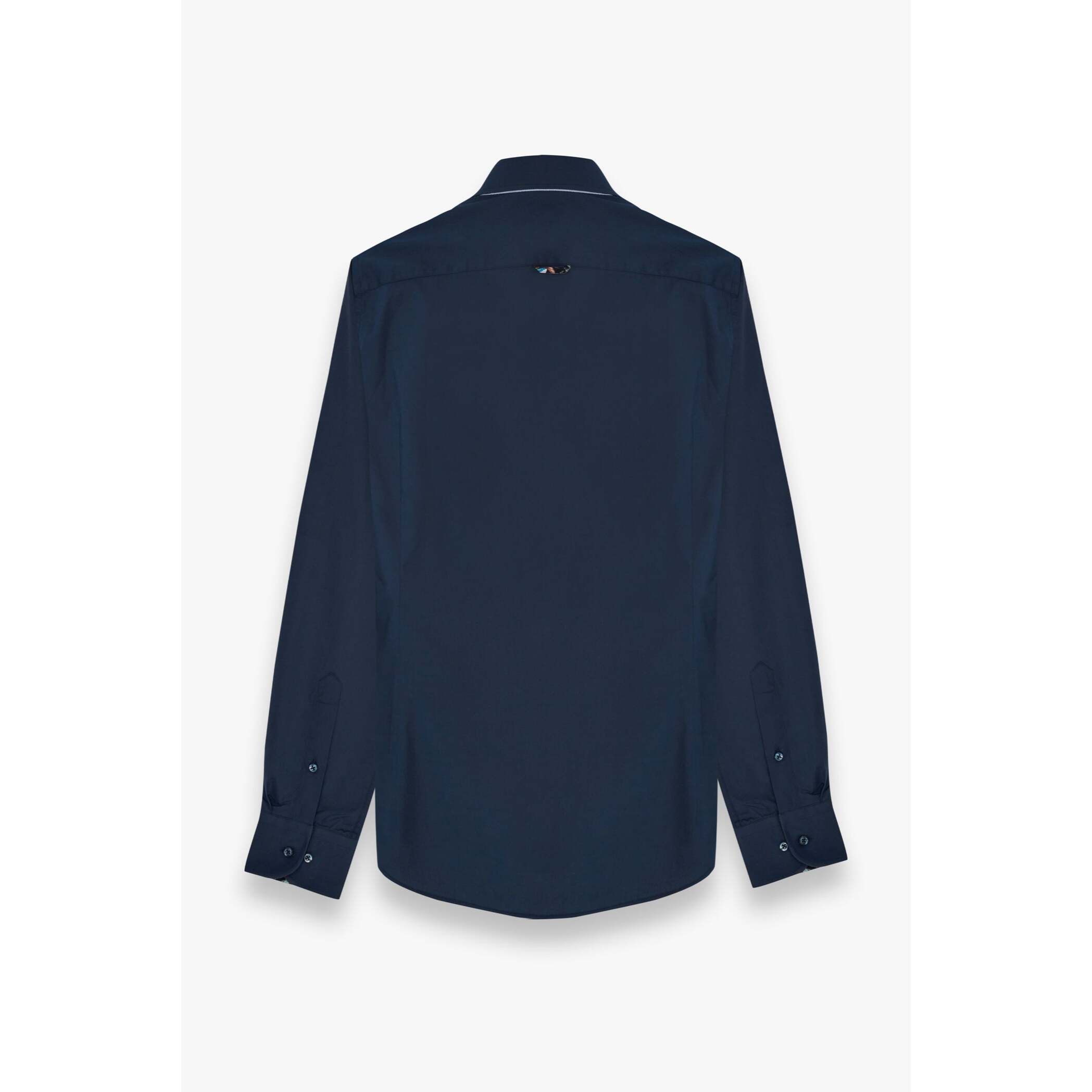 Camicia Uomo 1 Bottoni Button Down Slim Popeline Stretch Unito Blu