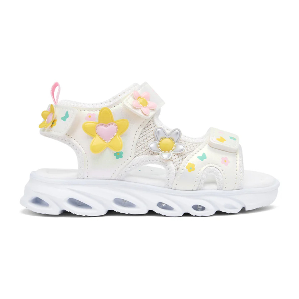 Sandalias de Luces Multi  de Niña Diseño Floral con Cierre Adherente