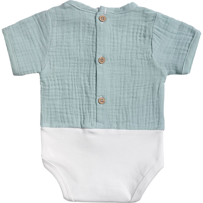Body bebé manga corta bambula botones
