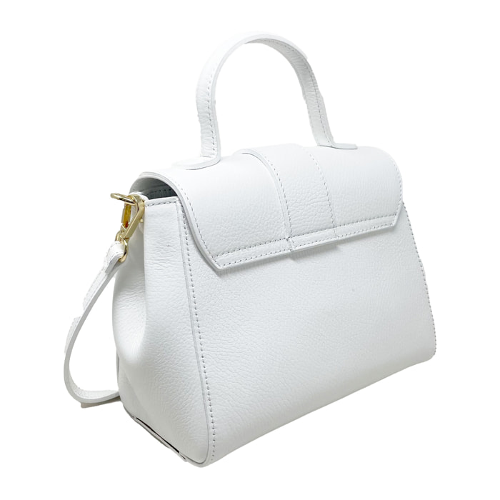 Chicca Borse - Borsa a Mano Donna in Vera Pelle - Colore Bianco
