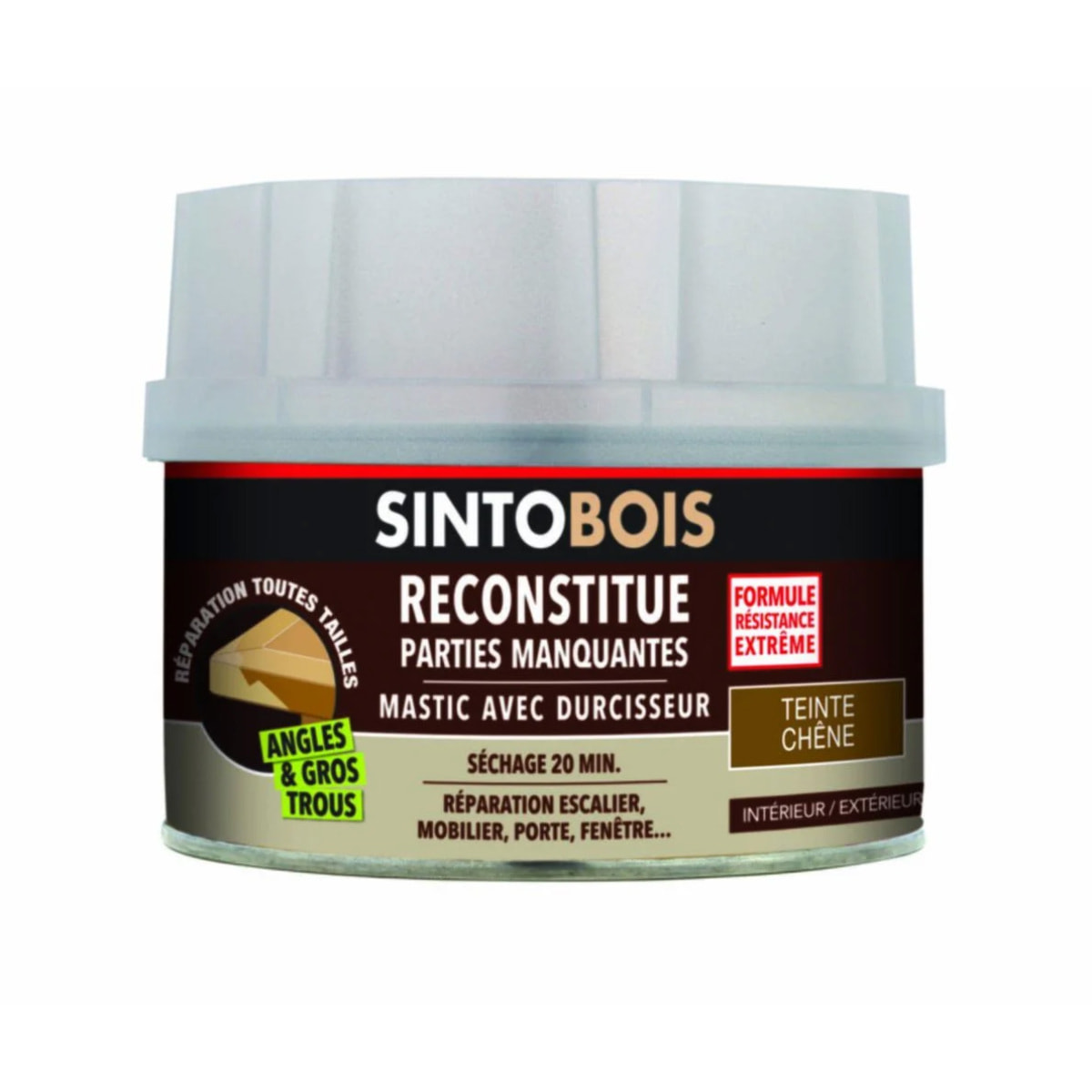 Mastic à bois avec durcisseur angles/gros trous chêne 500ml - SINTO - 139701