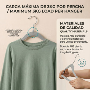 Set de perchas infantiles de terciopelo - Antideslizantes y finas con ganchos giratorios