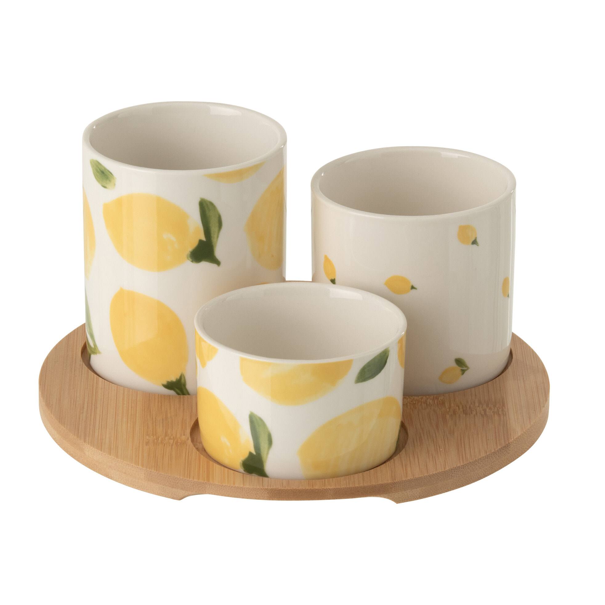 J-Line Plateau apéro Citron - céramique - blanc/jaune - small
