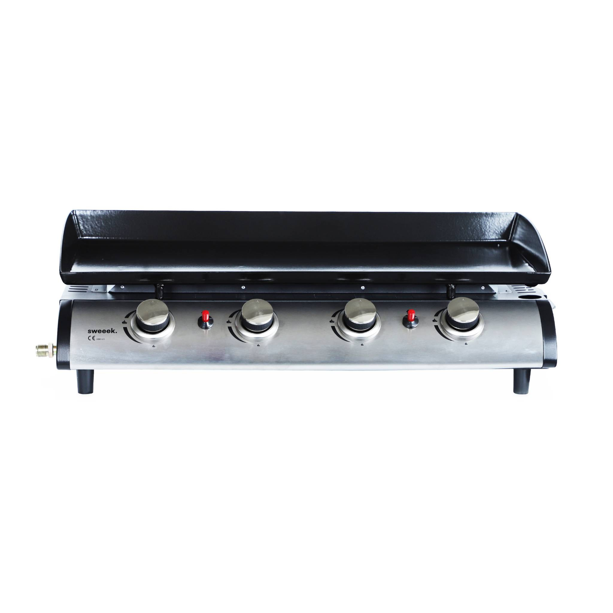 Plancha au gaz 4 feux - Porthos 4 brûleurs - 10 kW. barbecue. cuisine extérieure. grande plaque émaillée. inox