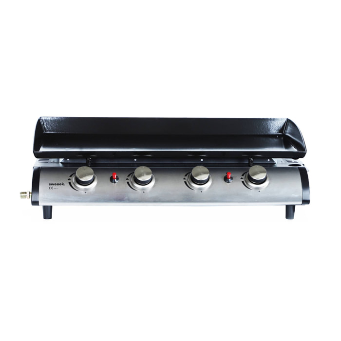 Plancha au gaz 4 feux - Porthos 4 brûleurs - 10 kW. barbecue. cuisine extérieure. grande plaque émaillée. inox