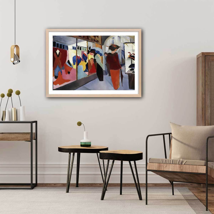 Poster La boutique de mode par August Macke Affiche + cadre en bois - Chêne