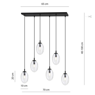 Lampada a sospensione Astral in acciaio nero e vetro