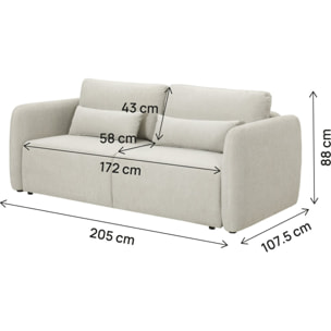 Canapé droit convertible en tissu "Concorde" 3 places - Beige