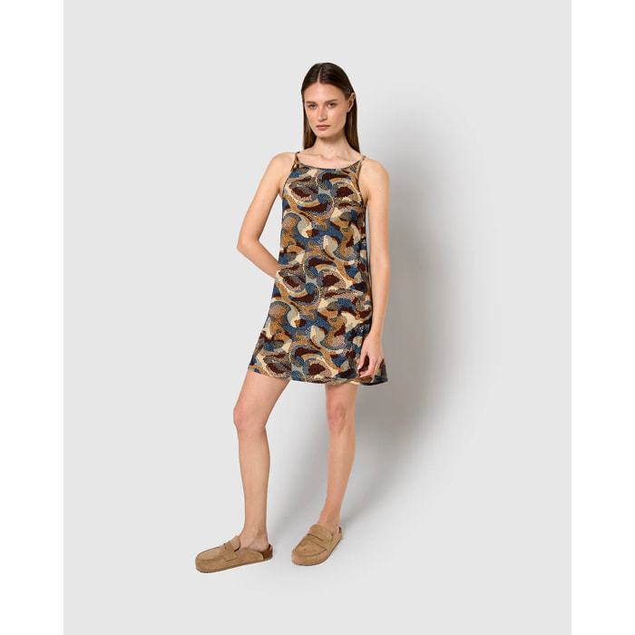 Vestido corto tirantes crepe uliena azul