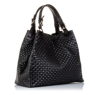 Emanuela Borsa tote Donna.Pelle autentica Camoscio Incisione Geometrica
