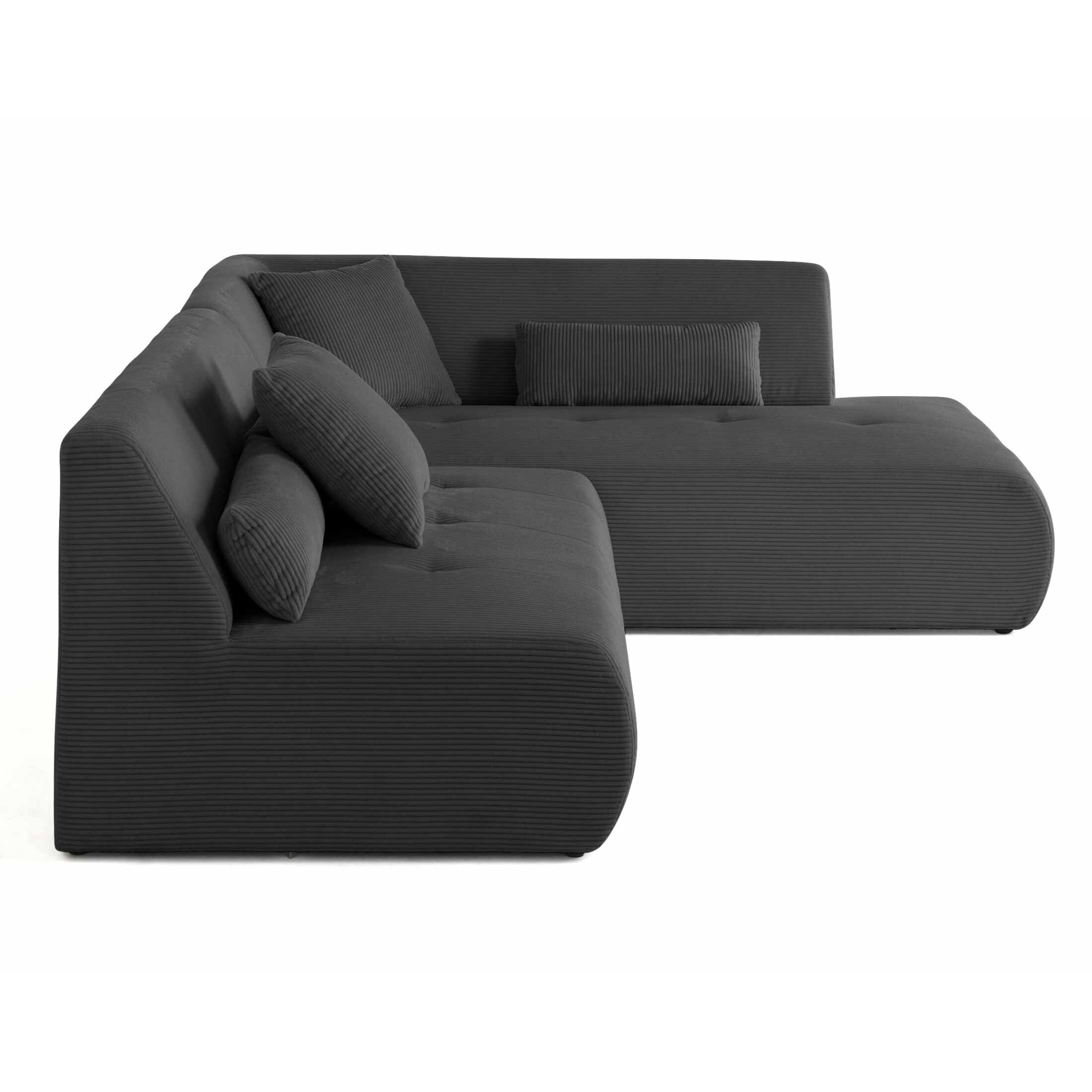 Onyx - canapé modulable d'angle droit - 5 places - en velours côtelé - Gris foncé