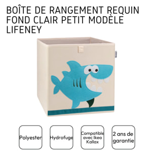 Boîte de rangement en tissu pour enfant "requin" sur fond clair, compatible Ikea Kallax Lifeney