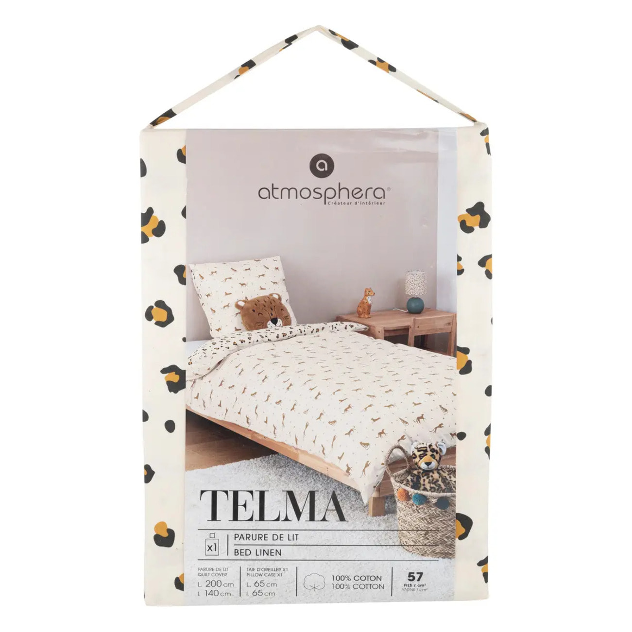 Parure de lit Telma motif léopard 140x200cm