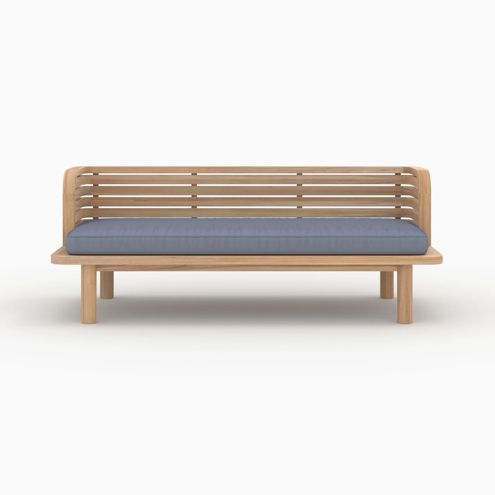 Banquette de jardin 2 places en teck et coussin gris - Kilda
