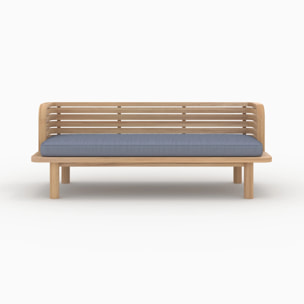 Banquette de jardin 2 places en teck et coussin gris - Kilda