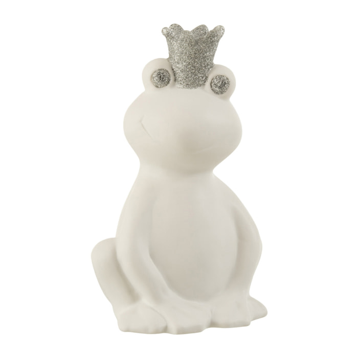 J-Line figurine Grenouille Couronne - porcelaine - blanc/argent - medium