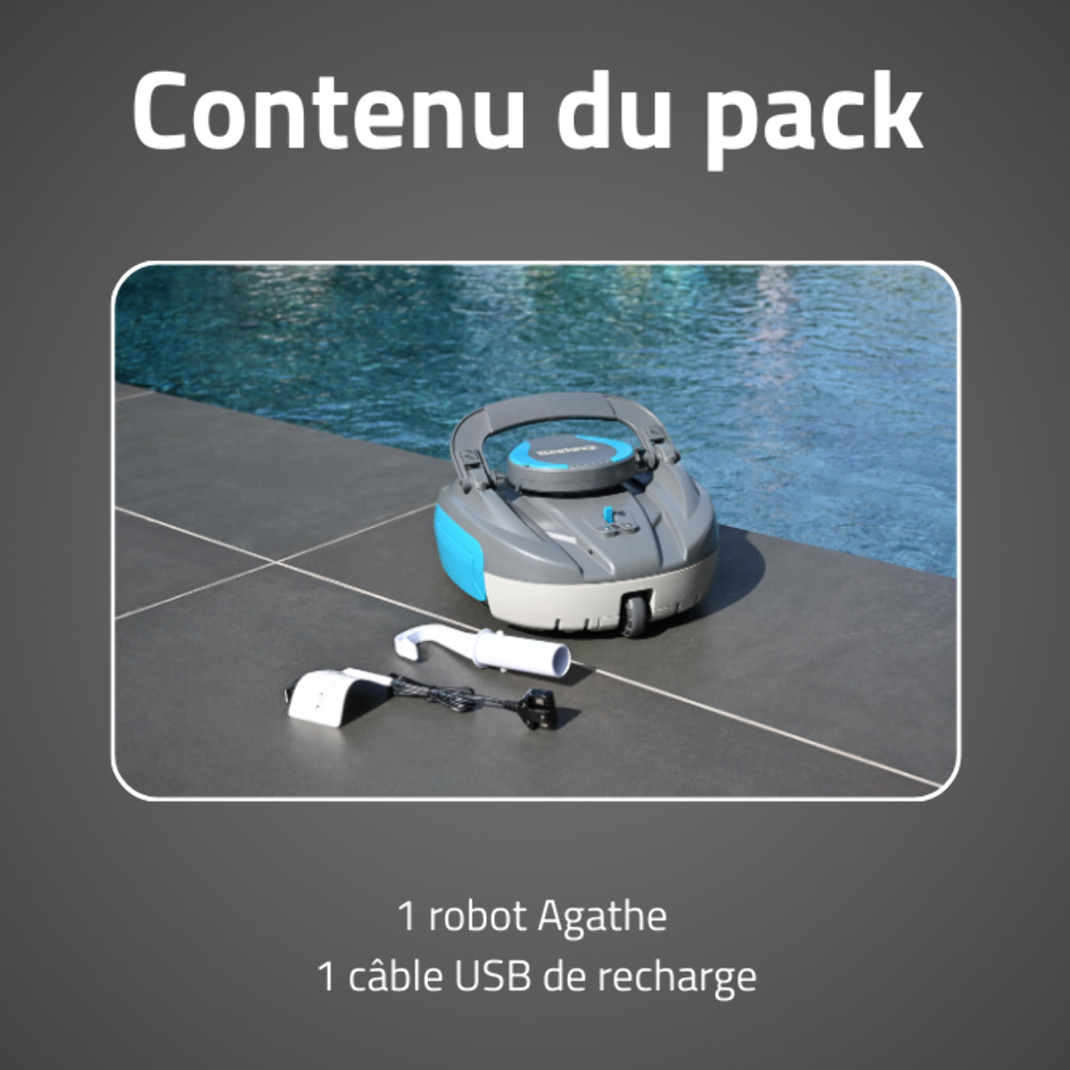 Bestway Robot piscine sans fil Agathe nettoyage fond plat 15 m² max