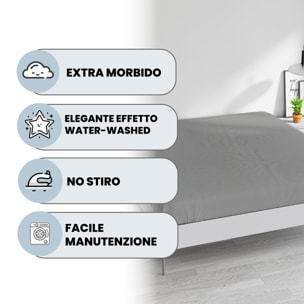 LENZUOLO SOTTO WATERWASHED, con angoli, 100% Microfibra, No Stiro - GRIGIO CHIARO