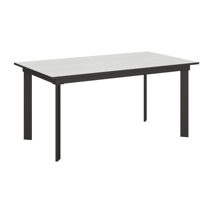 Mesa extensible 90x160/220 cm Cumar Fresno Blanco estructura Antracita