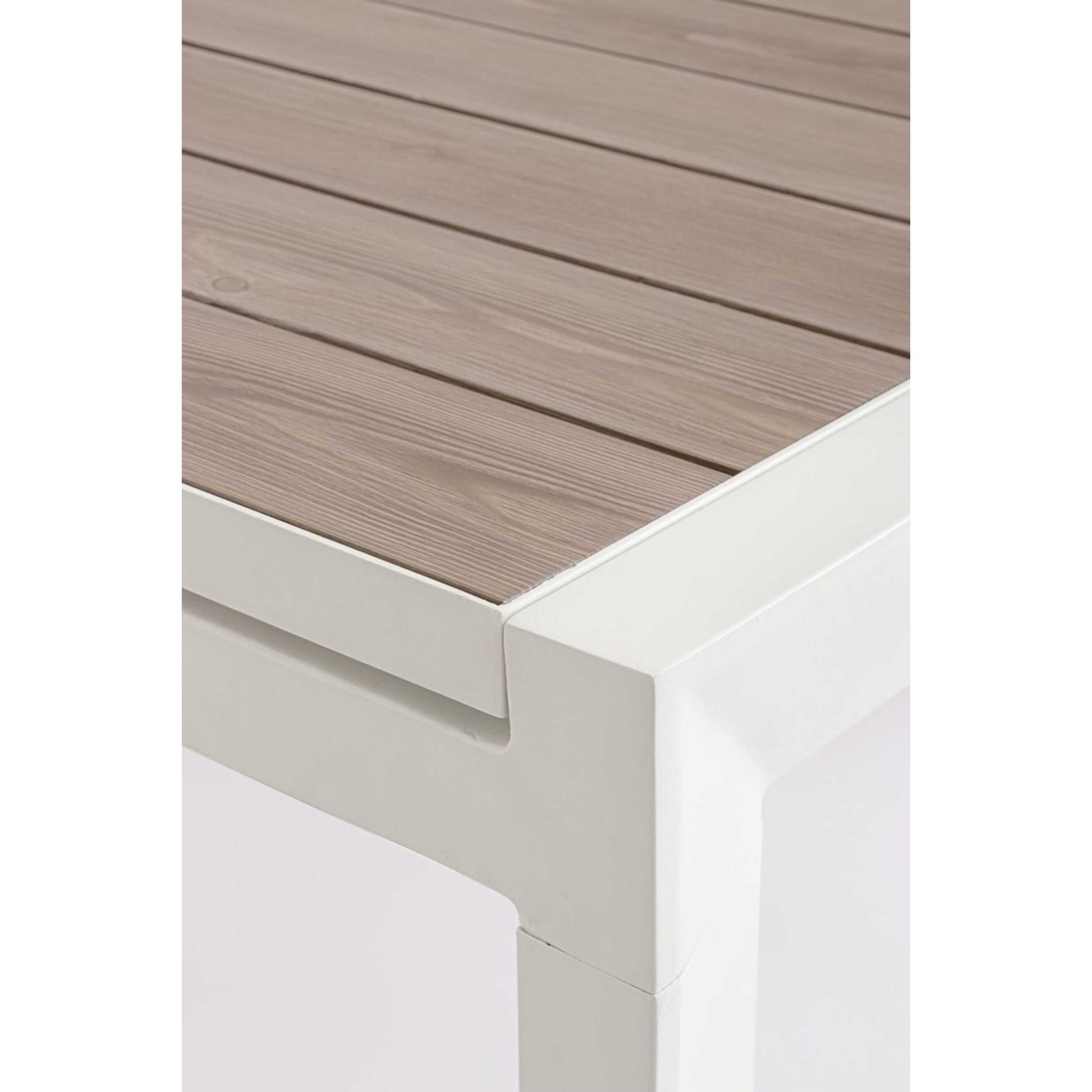 Tavolo allungabile BELMAR effetto legno e struttura in alluminio bianca
