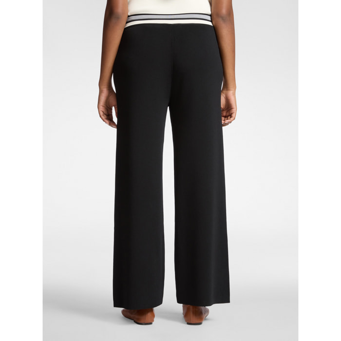 Elena Mirò - Pantalones palazzo mezcla viscosa - Negro