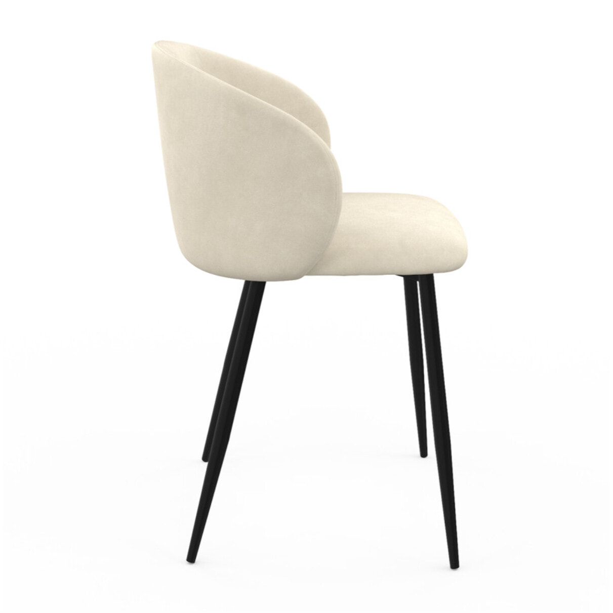 Chaises Léona velours crème pieds métal noirs - lot de 2