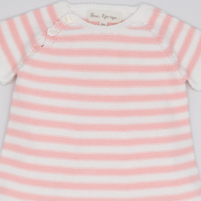 VESTIDO PUNTO ALGODÓN ORGÁNICO RAYAS BEBÉ