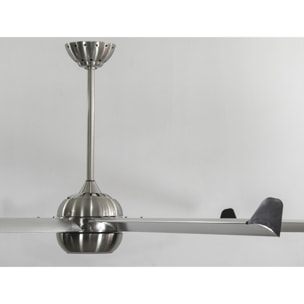 Ventilateur de plafond DC argent avec pales en aluminium 236cm et lumière pour 125m2