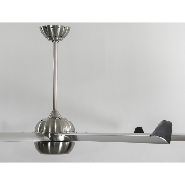 Ventilateur de plafond DC argent avec pales en aluminium 236cm et lumière pour 125m2