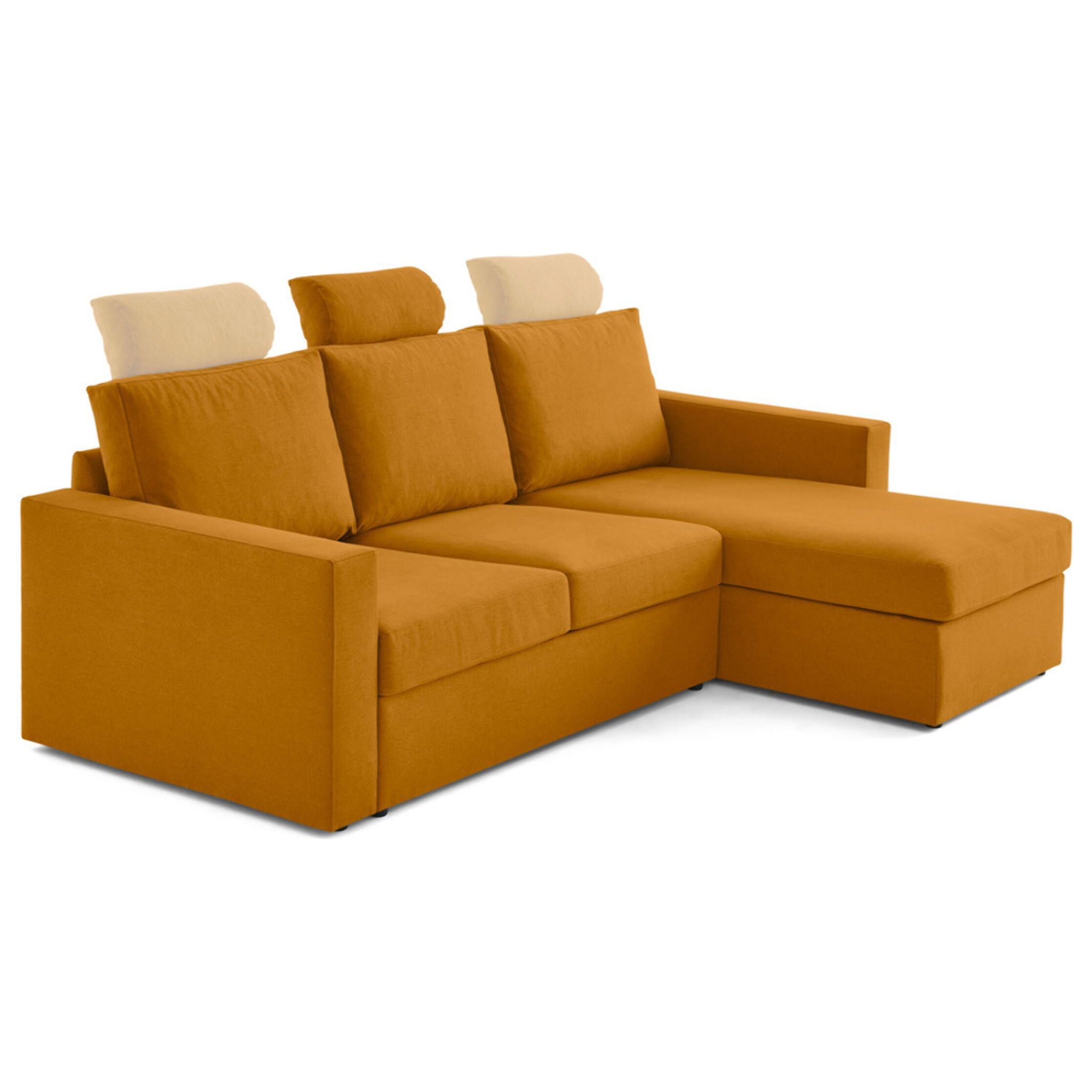 Barrie - canapé d'angle réversible 4 places avec têtière amovible en tissu - Jaune