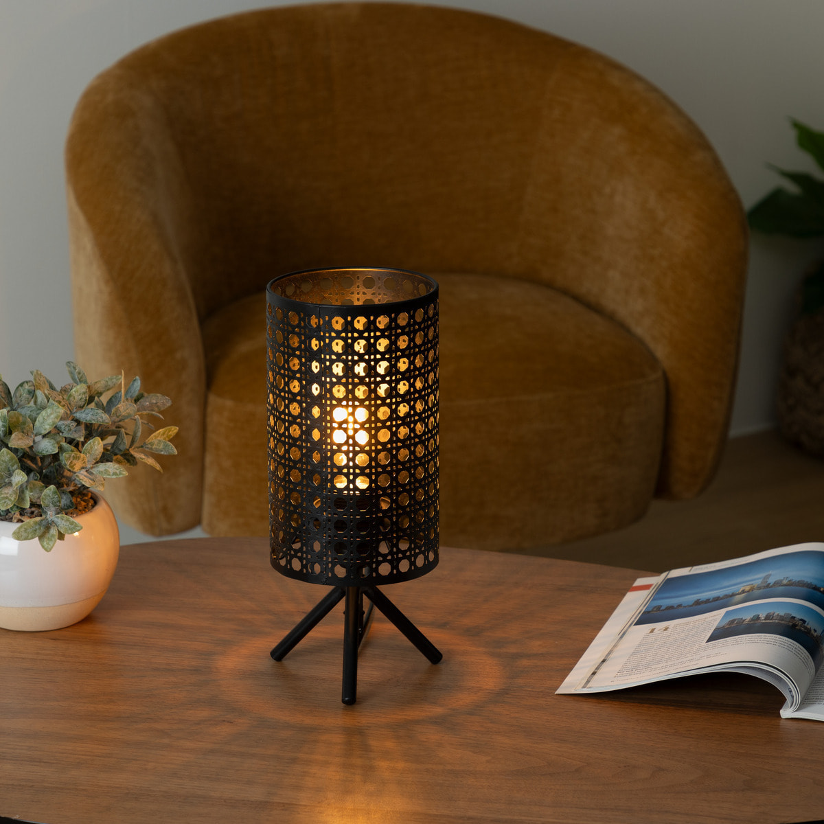 Lampe "Katel" noire H28 cm