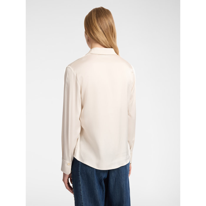 Elena Mirò - Camisa de satén elástico - Blanco