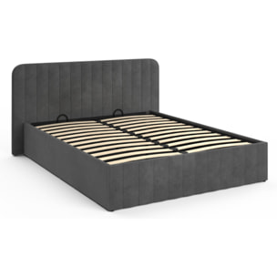 Lit coffre Valentina 160x200cm velours gris