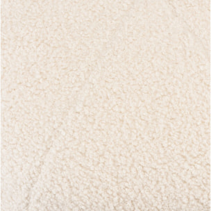 AGATHE - Pouf rond en tissu bouclette blanc D47cm