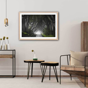 Affiche paysage route de l'irréel Affiche + cadre en bois - Chêne