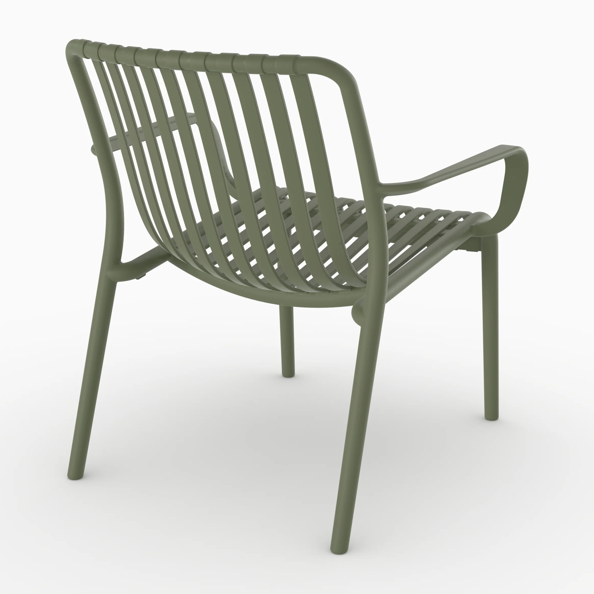 Lot de 2 fauteuils de jardin en plastique vert kaki avec accoudoirs - Ivy