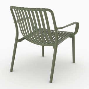 Lot de 2 fauteuils de jardin en plastique vert kaki avec accoudoirs - Ivy
